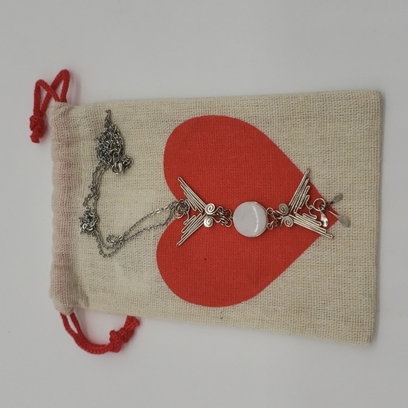 414- Couple Birds With A Natural Stone Women's Handmade Necklace NWT - Picture 8 of 9